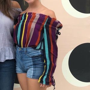 Striped Bardot Top